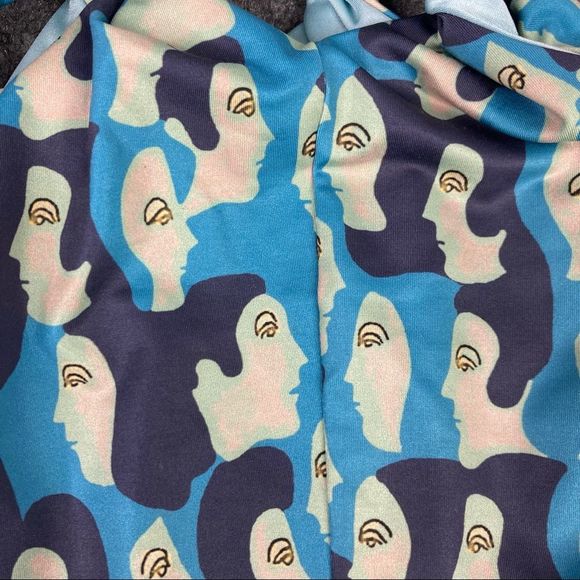 Samantha Pleet Tabernacle One Piece Swimsuit Blue Face Cutouts Size S - Picture 2 of 7